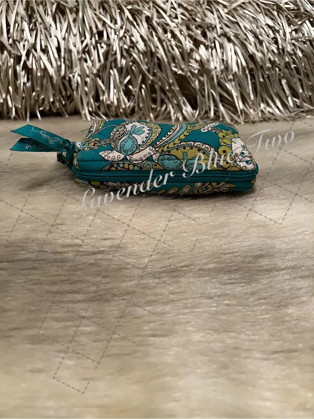 Vintage VERA BRADLEY Peacock 2007 Cosmetic Case Zip Top Close Y2K Turquoise USA
